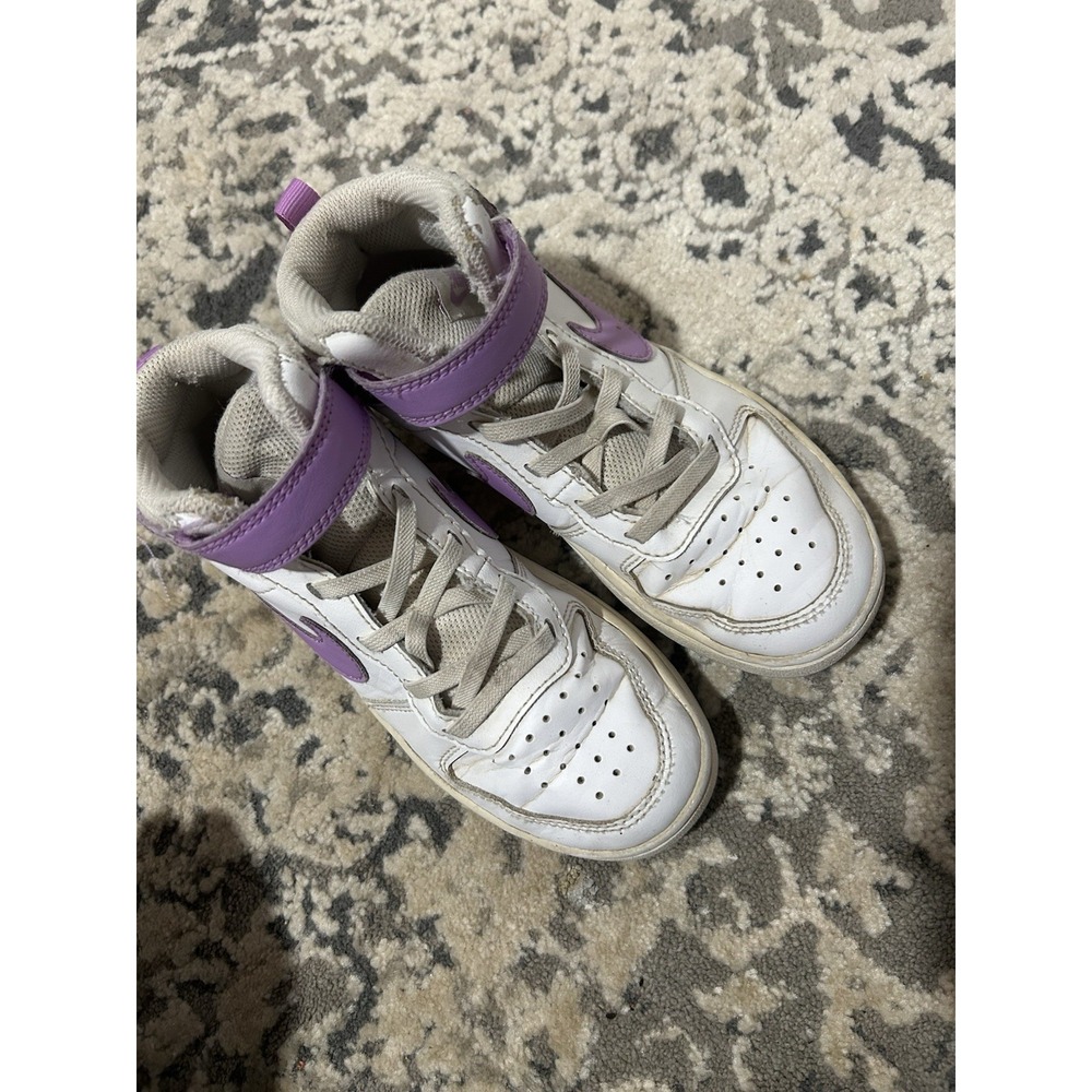 Girls White And Purple Nike High Top Shoes Size 1 - Picture 2 of 4